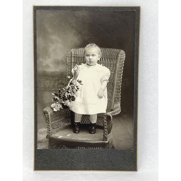 Unbranded Other - 1800s FW Sander Victorian Toddler Standing Chair Flower Props Vintage Photograph